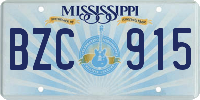 MS license plate BZC915