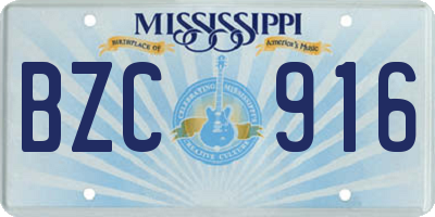 MS license plate BZC916