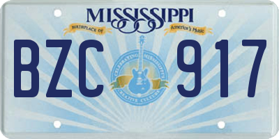 MS license plate BZC917