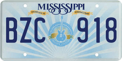 MS license plate BZC918