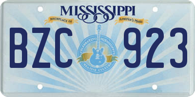 MS license plate BZC923