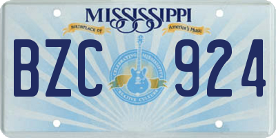 MS license plate BZC924
