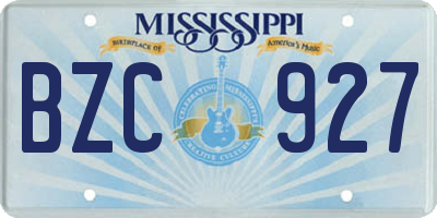 MS license plate BZC927