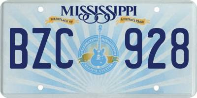 MS license plate BZC928