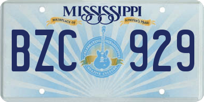MS license plate BZC929