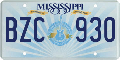 MS license plate BZC930