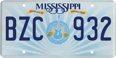 MS license plate BZC932