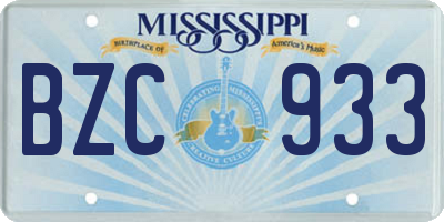 MS license plate BZC933