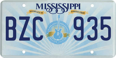 MS license plate BZC935
