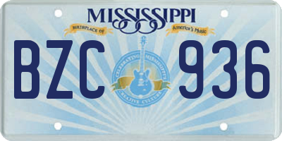 MS license plate BZC936