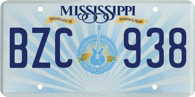 MS license plate BZC938