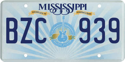 MS license plate BZC939