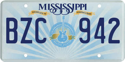 MS license plate BZC942