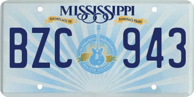 MS license plate BZC943