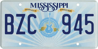 MS license plate BZC945
