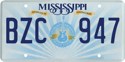 MS license plate BZC947