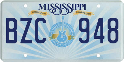 MS license plate BZC948
