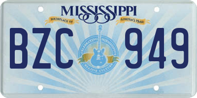 MS license plate BZC949