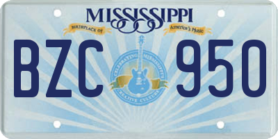 MS license plate BZC950