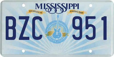MS license plate BZC951