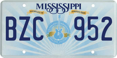 MS license plate BZC952