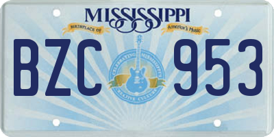 MS license plate BZC953