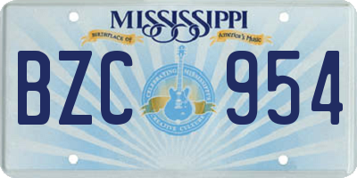 MS license plate BZC954