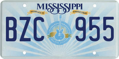 MS license plate BZC955