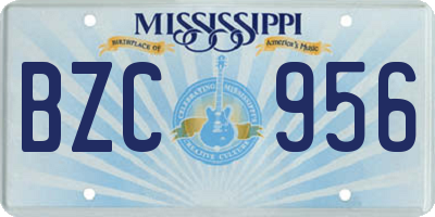 MS license plate BZC956