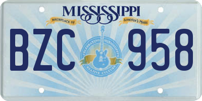 MS license plate BZC958