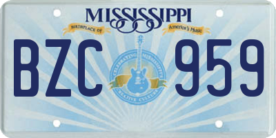MS license plate BZC959