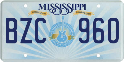 MS license plate BZC960