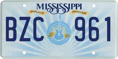 MS license plate BZC961