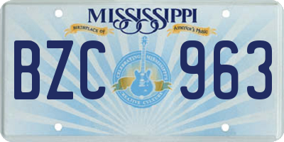 MS license plate BZC963