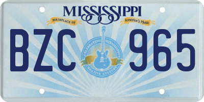 MS license plate BZC965