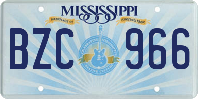 MS license plate BZC966