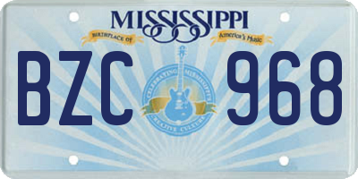 MS license plate BZC968