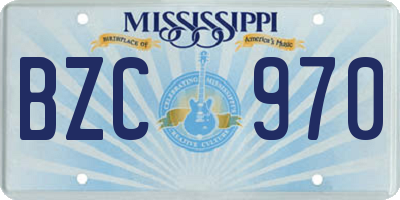 MS license plate BZC970