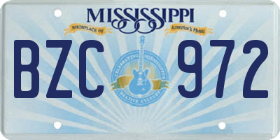 MS license plate BZC972