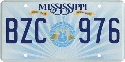 MS license plate BZC976