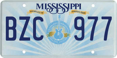 MS license plate BZC977