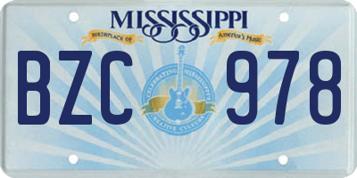 MS license plate BZC978