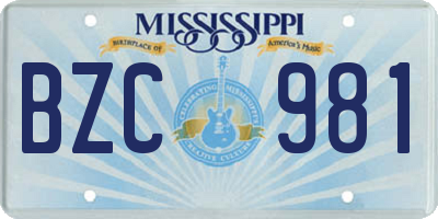 MS license plate BZC981