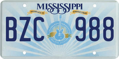 MS license plate BZC988