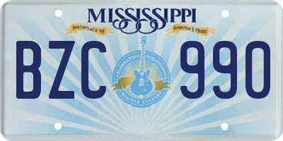 MS license plate BZC990