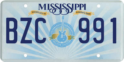 MS license plate BZC991