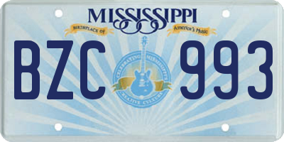 MS license plate BZC993