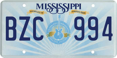 MS license plate BZC994