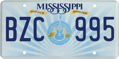 MS license plate BZC995