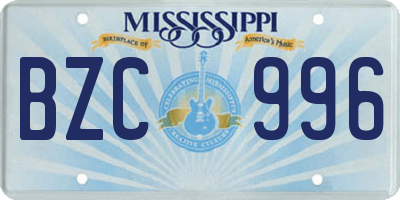 MS license plate BZC996